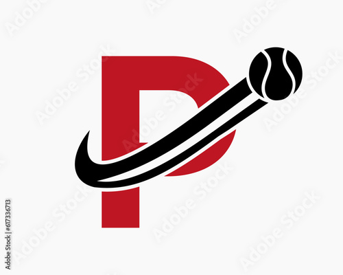 Letter P Tennis Club Logo Design Template. Tennis Sport Academy, Club Logo