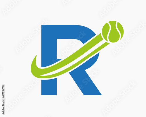 Letter R Tennis Club Logo Design Template. Tennis Sport Academy, Club Logo