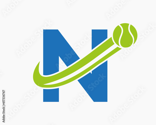 Letter N Tennis Club Logo Design Template. Tennis Sport Academy, Club Logo