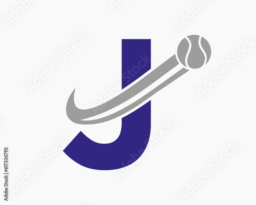 Letter J Tennis Club Logo Design Template. Tennis Sport Academy, Club Logo