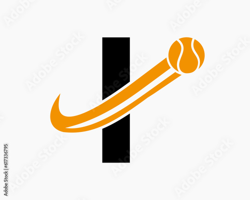 Letter I Tennis Club Logo Design Template. Tennis Sport Academy, Club Logo