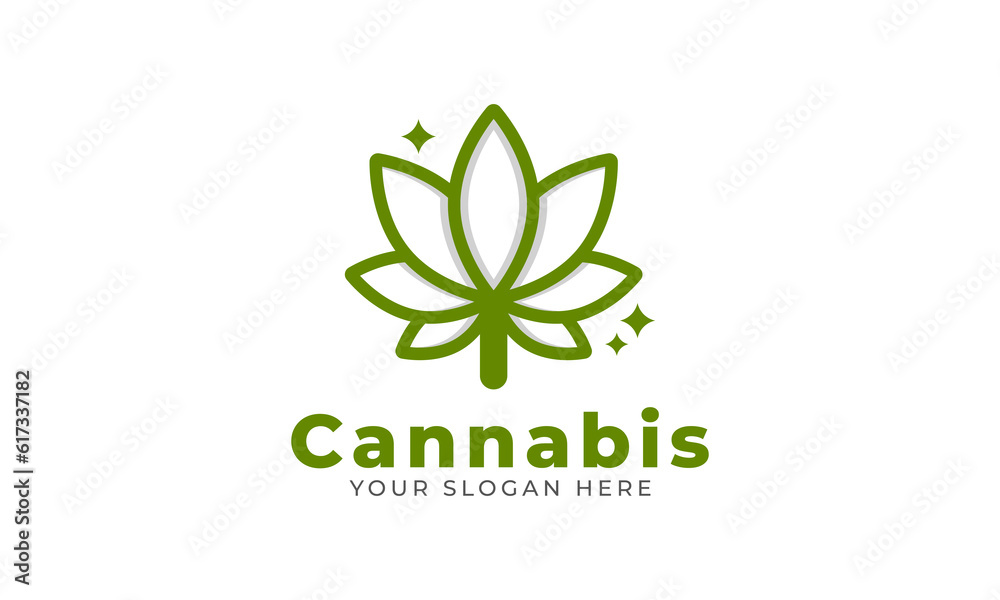 Cannabis weed leaf outline logo vector design
