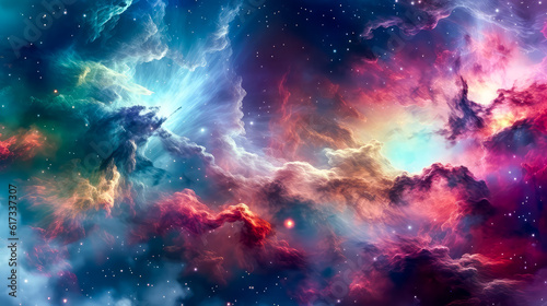 A Kaleidoscope of Colors  Exploring the Wonders of Space  Galaxy  and Nebula in a Vibrant and Enchanting Journey