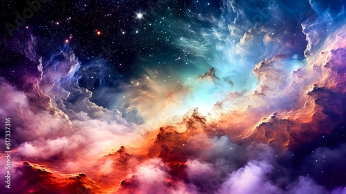 A Kaleidoscope of Colors: Exploring the Wonders of Space, Galaxy, and Nebula in a Vibrant and Enchanting Journey © joelia