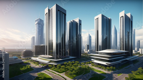 futuristic city with skyscrapers. generative ai