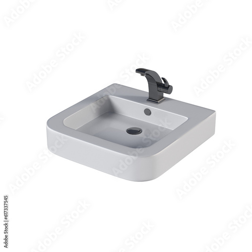 Washbasin isolated on transparent background, sink, 3D illustration, cg render 