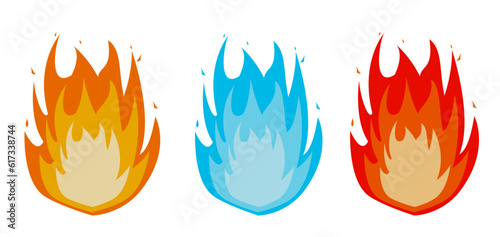 三色の炎のイラストセット