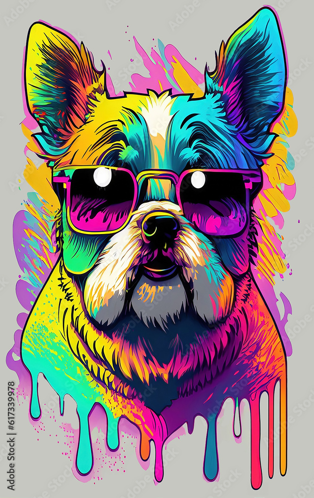 Dog Wearing sunglasses, Cool Dog illustration
