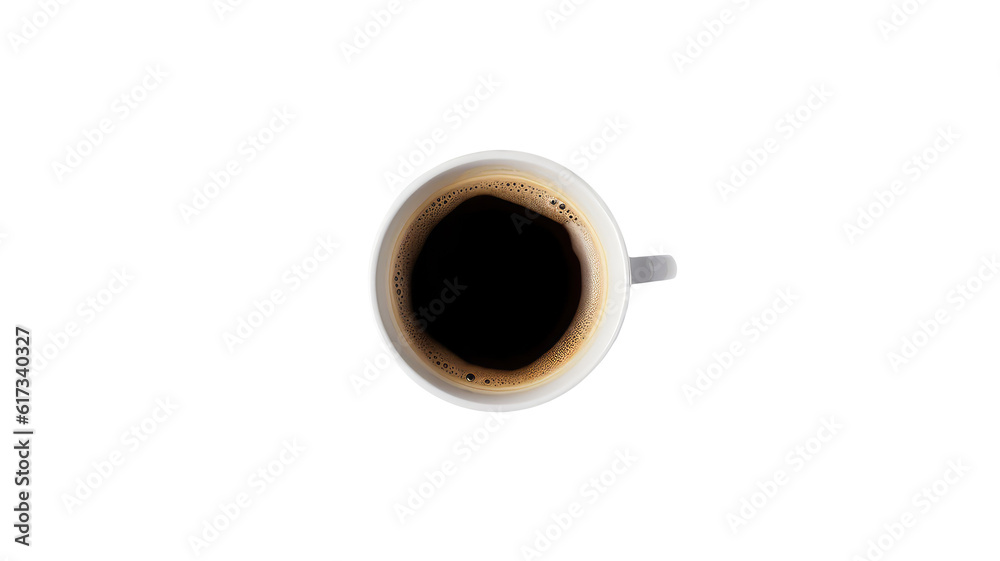 a plain white coffee cup sitting on a black surface, with a freshly brewed cup of black coffee inside. a plain white coffee cup sitting on a black surface, with a freshly brewed cup of black coffee inside.