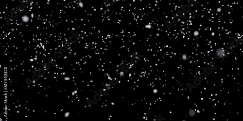 white dots snow on isolated black background. Snow decoration overlay wallpaper with wave rotation. realistic falling snow or snowflakes. Isolated on black background