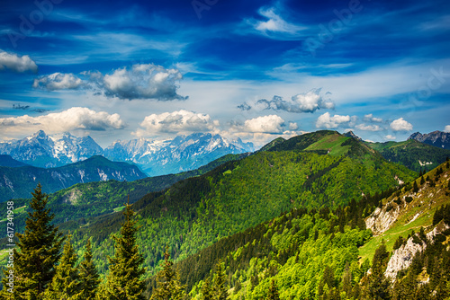 Landscape with Triglav mountains