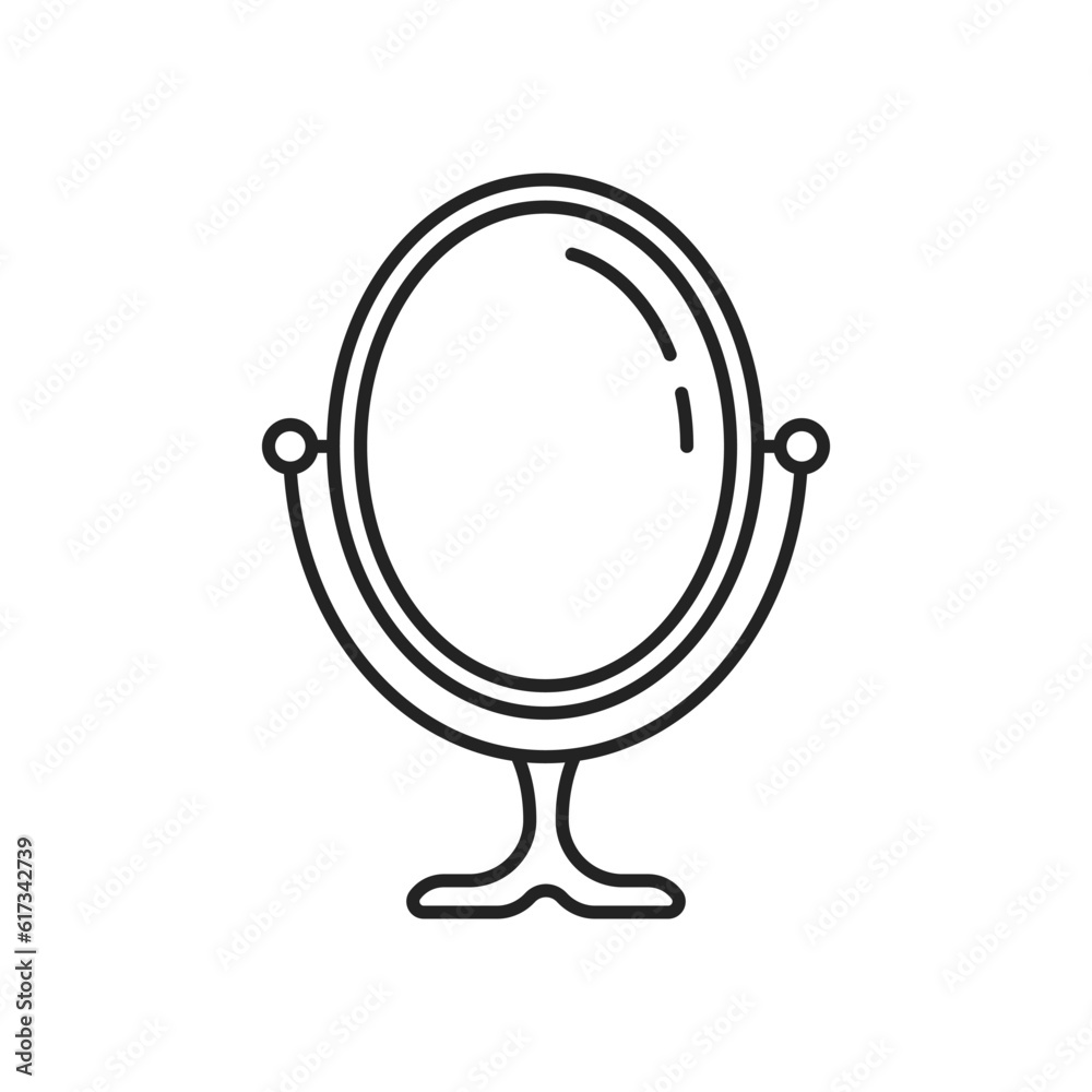 black thin line oval makeup mirror icon on stand black thin line oval makeup mirror icon on stand