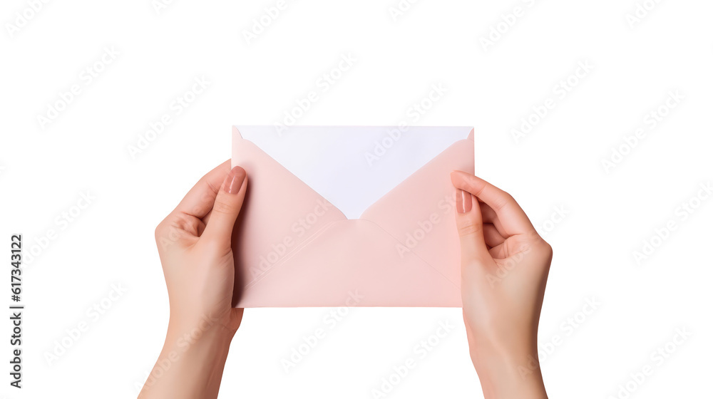 Top View Photo of Feamle Hand Holding Envelope Element. Top View Photo of Feamle Hand Holding Envelope Element.