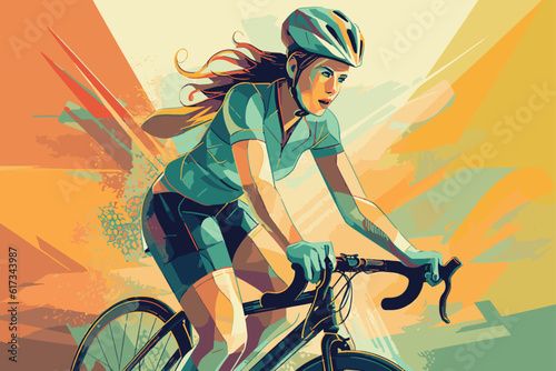 cyclists on bicycle with vector format