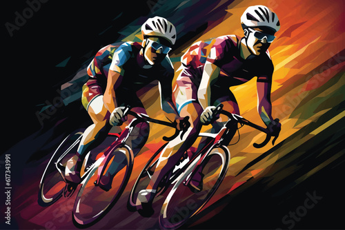 group of people racing bicycles