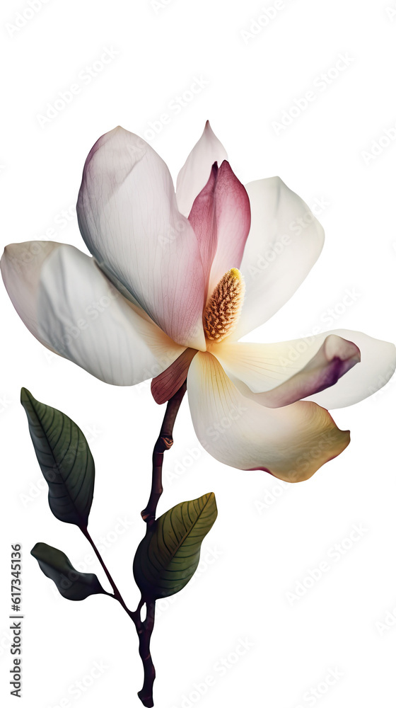 Amazing Image of Soft Pink Magnolia Flower on Transparent Background. Generative AI. Amazing Image of Soft Pink Magnolia Flower on Transparent Background. Generative AI.