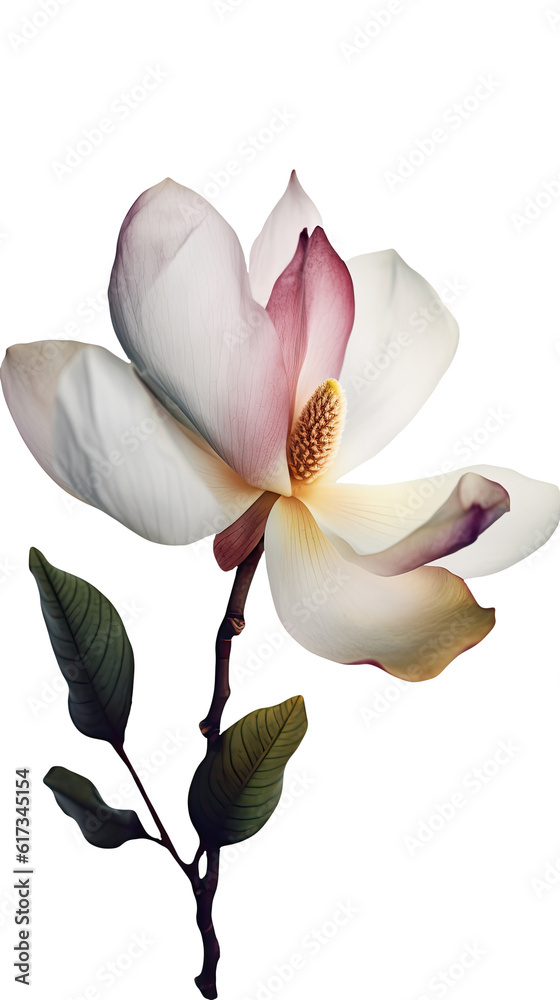 Amazing Image of Soft Pink Magnolia Flower on Transparent Background. Generative AI. Amazing Image of Soft Pink Magnolia Flower on Transparent Background. Generative AI.