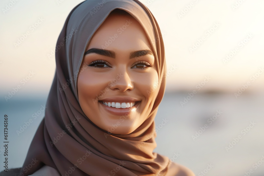 AI generated image of attractive ethnic woman in hijab AI generated image of attractive ethnic woman in hijab