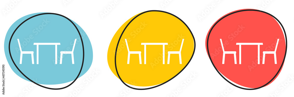 Button Banner für Website oder Business: Tisch mit 2 Stühlen Button Banner für Website oder Business: Tisch mit 2 Stühlen