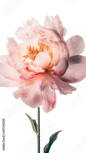 Striking Image of Soft Pink Peony Lactiflora Flower on PNG Background. Generative AI.