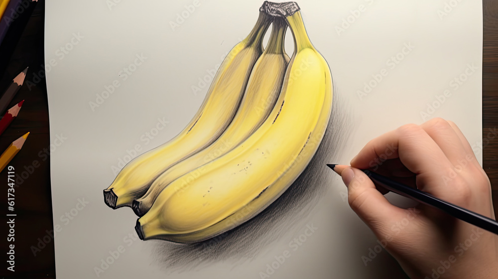 Colored pencil drawing illustration of peeled  Stock Illustration  85256088  PIXTA