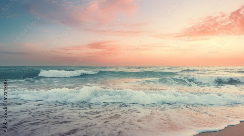 As the sun rises and sets, the waves of the ocean come alive with the shifting tides, creating a beautiful and mesmerizing landscape of nature against the shoreline and horizon