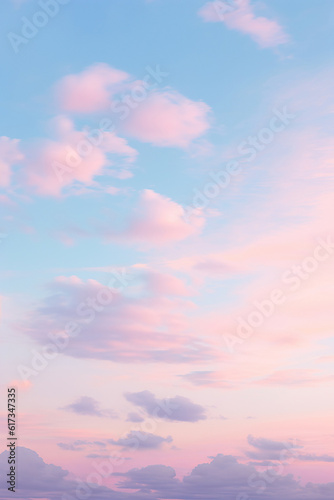 The setting sun casts a mesmerizing afterglow across the horizon, illuminating the mountain peaks and calming waters below while delicate pink clouds drift in a brilliant blue sky