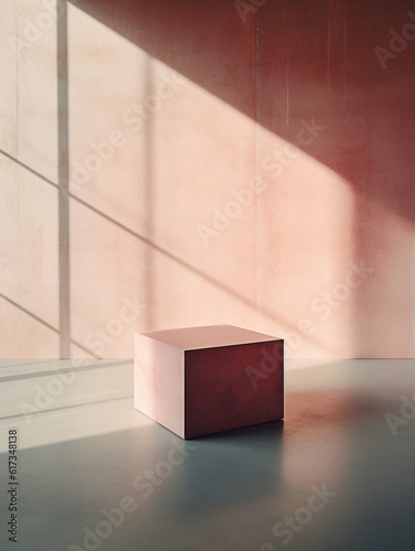 Geometric simple themed empty table background,, created with AI Generative Technology photo