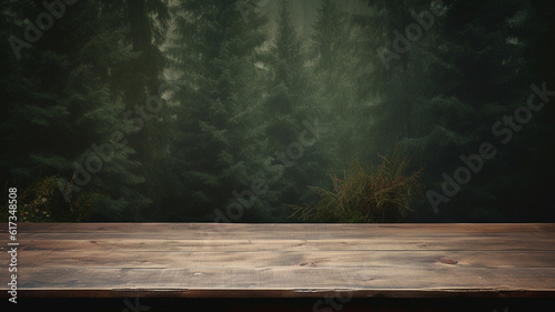 Nature themed empty table background, created with AI Generative Technology