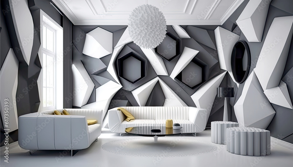 Modern Living Room with Sofa, Somerton-Round Cocktail Table, 3D