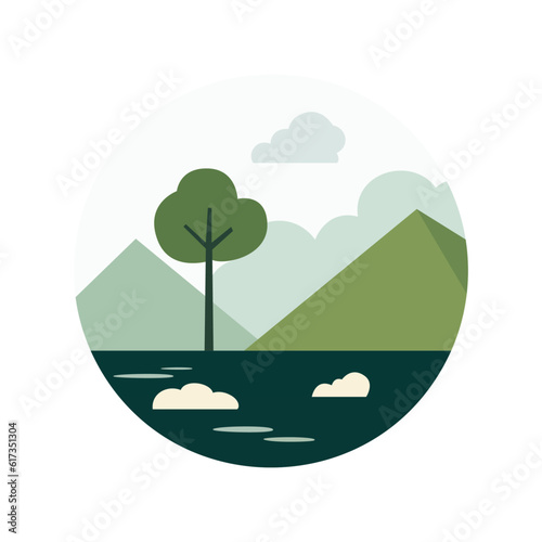 vector landscape of greenery nature mountains icon using vector illustration art