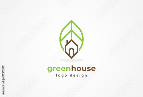 Green House Logo, home and leaf combination, suitable for Architecture Building apps logo design