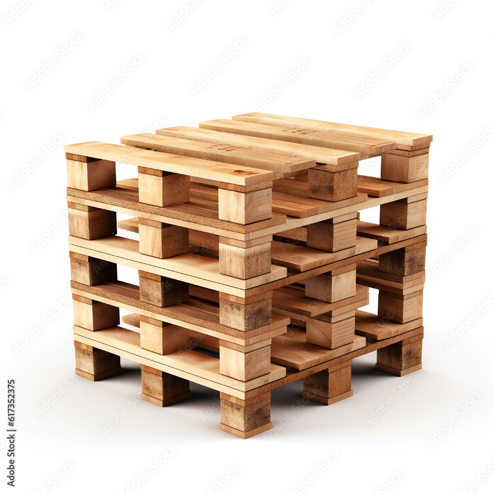 Wooden pallet on white background Generative AI 