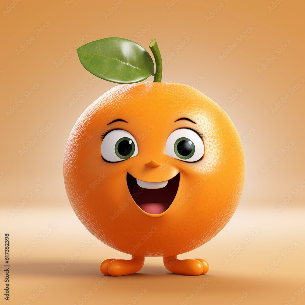 Cute Orange Fruit Happy Cartoon Character Cute Orange Fruit Happy Cartoon Character