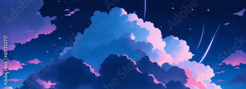 Anime cartoon clouds at night from Generative AI