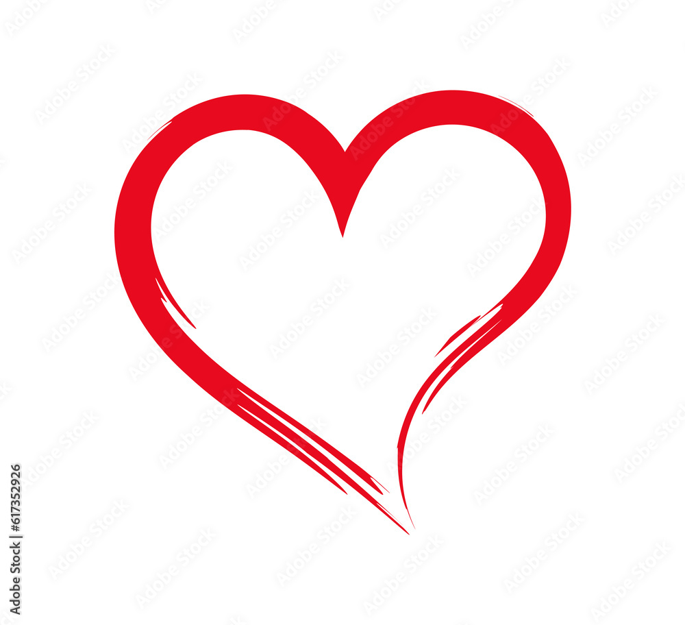 Painted heart shape symbol. Vector illustration.