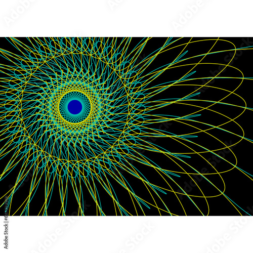 Radiating, concentric circles abstract monochrome spirograph. Vector illustration for design your website and print



