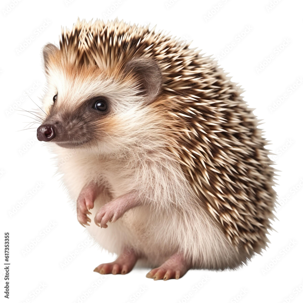 Fototapeta premium A Curious Hedgehog isolated on transparent png background cutout, generative Ai