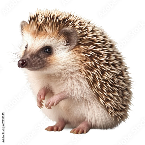 A Curious Hedgehog isolated on transparent png background cutout, generative Ai