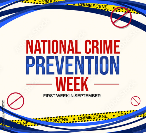 Εκτύπωση καμβά National Crime prevenetion Week background design with shapes and typography in the center