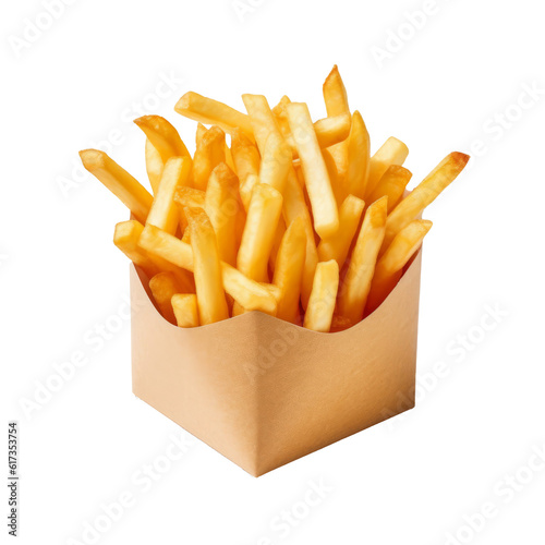 Carton of French Fries Isolated on Transparent Background Food Illustration