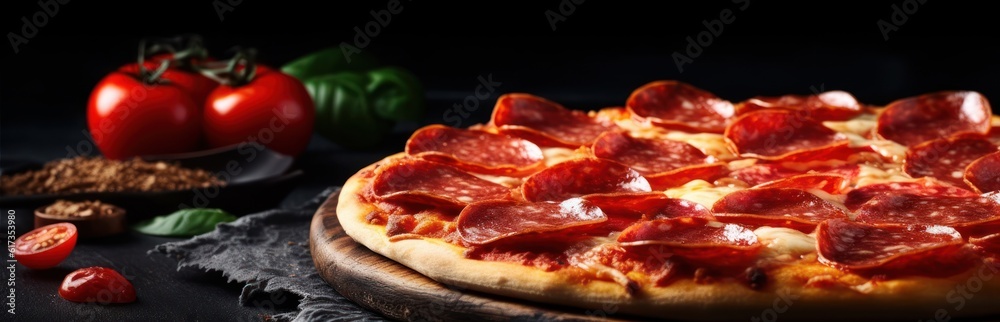 Traditional italian pizza. Delicious taste pepperoni pizza. Generative AI Traditional italian pizza. Delicious taste pepperoni pizza. Generative AI