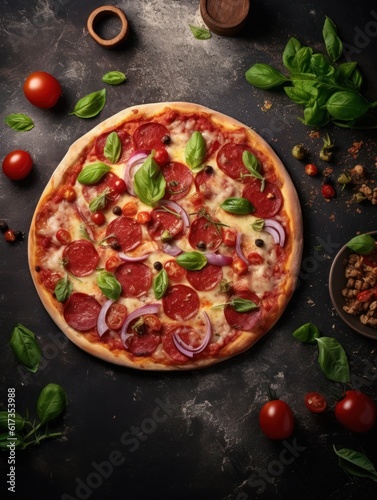 Traditional italian pizza. Delicious taste pepperoni pizza. Generative AI