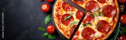 Traditional italian pizza. Delicious taste pepperoni pizza. Generative AI