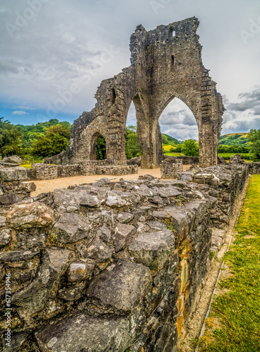 Talley Abbey, Ruin, Wales, UK  Building began in 1180 by the order of White Canons of monks, but it was never finnished. photo