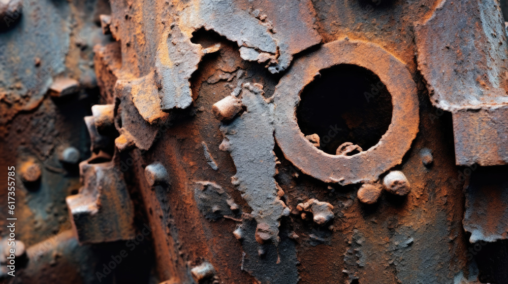 An abstract close-up shot of a recycled metal sculpture, capturing its weathered and rusted surface. An abstract close-up shot of a recycled metal sculpture, capturing its weathered and rusted surface.