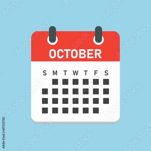 Vector template icon page calendar, month October