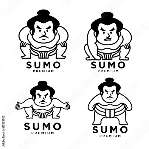 Sumo set collection mascot logo icon design illustration