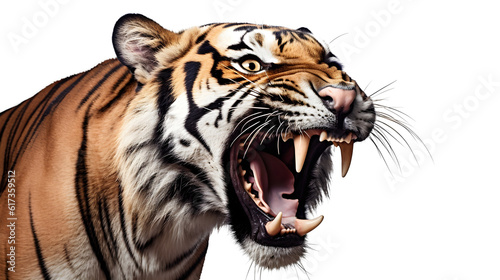 Angry Tiger Profile View on Transparent Background PNG