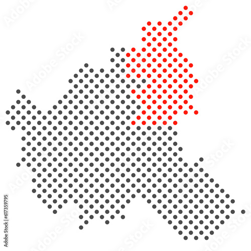 Bezirk Wandsbek in Hamburg rot markiert auf Karte aus dunklen Punkten photo